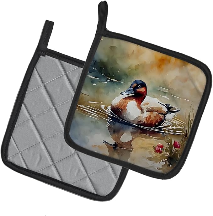 Caroline's Treasures Canvasback Pair of Pot Holders Kitchen Heat Resistant Pot Holders Sets Oven Hot Pads for Cooking Baking BBQ, 7 1/2 x 7 1/2
