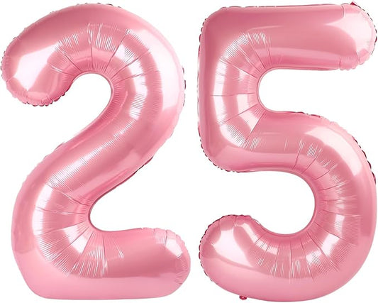 Number 25 Balloons, Pearl Pink 52 Balloon Numbers 40 Inch for Women Men, Birthday Decorations for 25th Photo Prop, Big Events, School Class Party