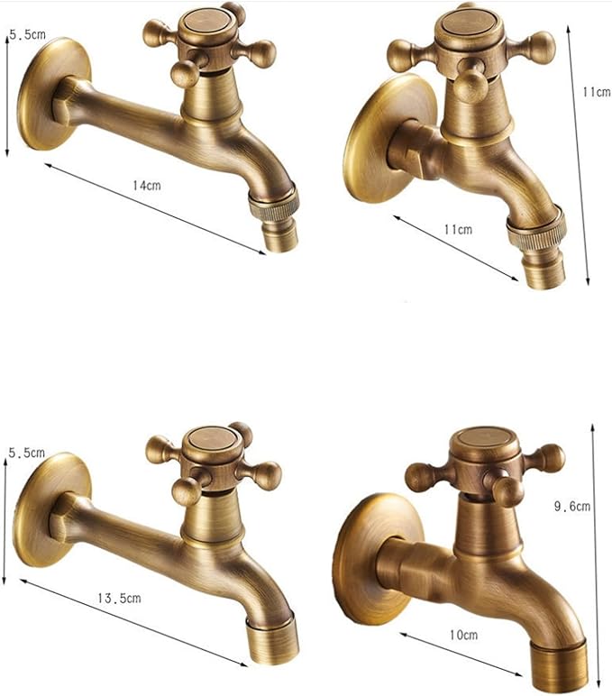 LESANGBAIHUODIAN Wall Mounted Faucet Brass Single Cold Sink Tap Vintage Water Tap Fit for Bathroom Washing Machine Sink Mop Pool Outdoor Garden (Color : Washing Machine S)