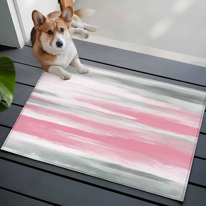 Area Rug 2x3ft, Pink Grey Mottled Texture Seamless Washable Rugs for Living Room Bedroom, Gradient Abstract Art Soft Non-Slip Area Rugs Rectangle Floor Carpet for Dining Room