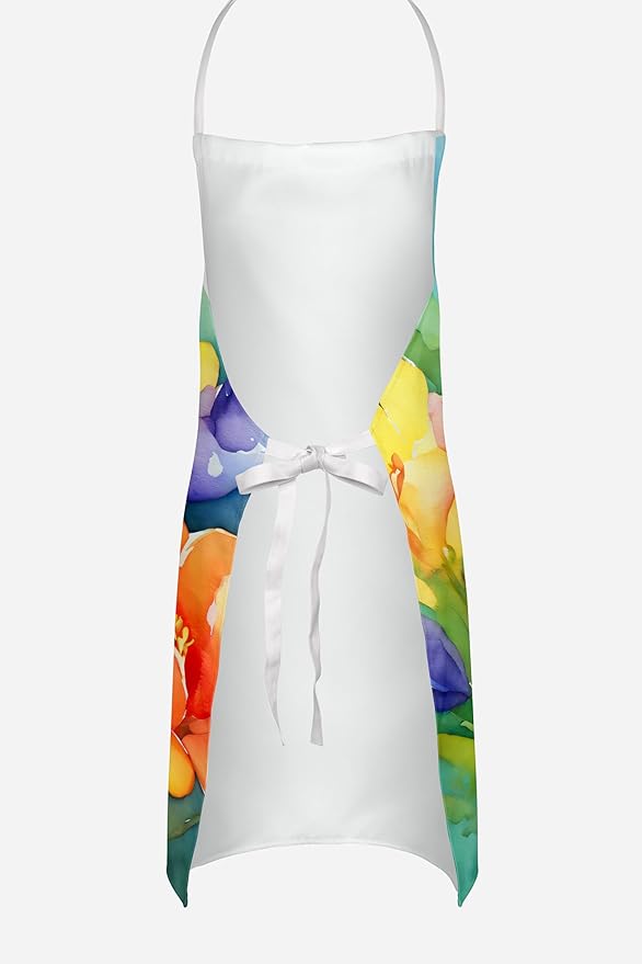 Caroline's Treasures Freesias in Watercolor Apron Cooking Kitchen Server Baking Crafts Gardening for Adult Women Men, Unisex, Large, Multicolor