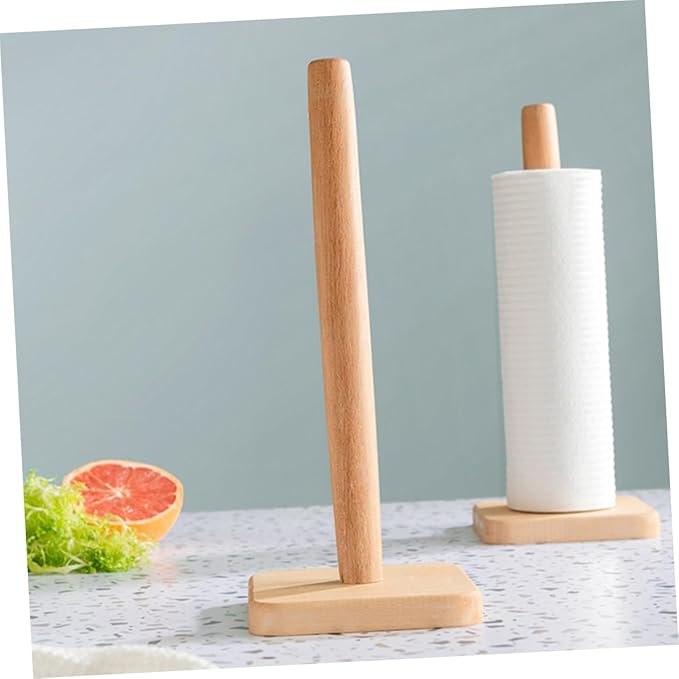 Standing Paper Towel Holder Vertical Wooden Roll Paper Holder for Kitchen Base Suitable for Home and Commercial Use