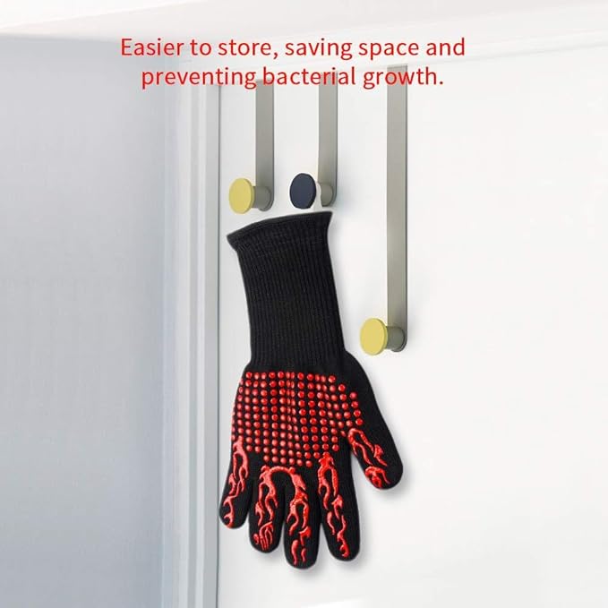 Premium 1 Pair Extreme Heat Resistant Oven Gloves for Cooking Gloves for BBQ, Grilling, Baking, Red