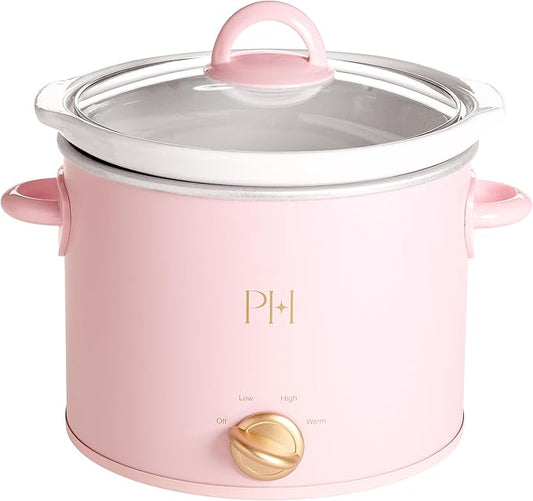 Paris Hilton 3.5-Quart Manual Slow Cooker, Features Three Settings (Low, High, Warm), Naturally Nonstick and Dishwasher Safe Stoneware Insert, Family Sized Capacity, Pink