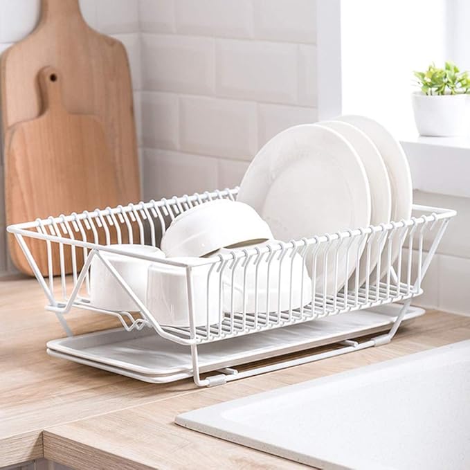 Kitchen Storage Rack Multifunction Dish Drying Rack Drainer Organizer Cups Bowl Kitchen Tools Tableware Storage Basket (Color : Black)