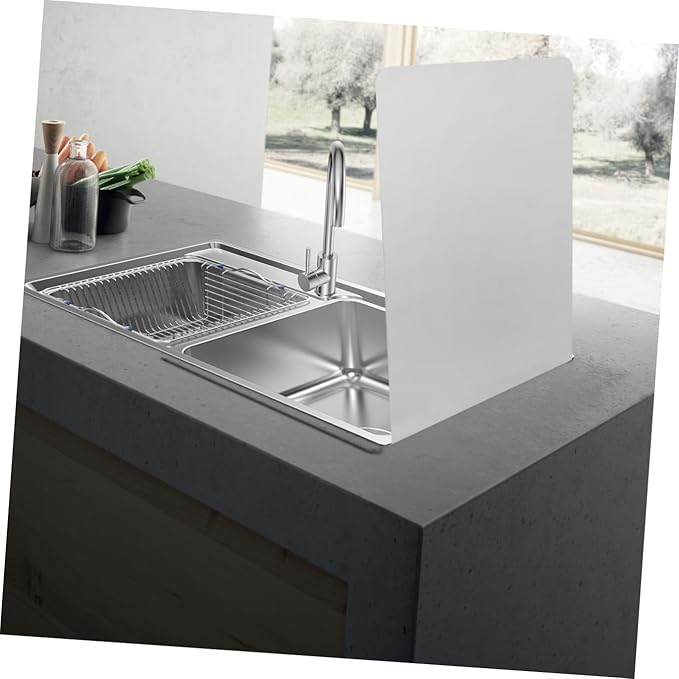 LALAFINA 2Pcs Stainless Steel Side Splash Guard Wall Mounted Sink Splash Guard for Kitchen Design Easy to Clean Resistant for Kitchen Sink