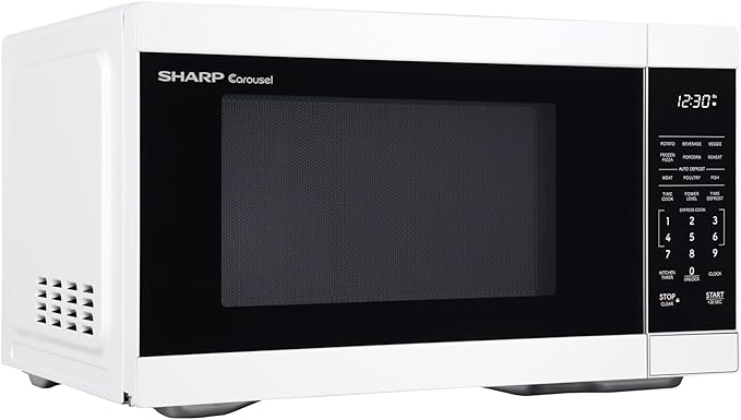 SHARP Countertop Microwave Oven with Removable 12.4" Carousel Turntable, 1000 Watt, 1.1 Cubic Feet, White
