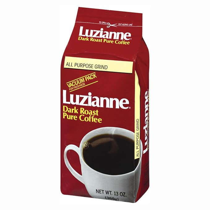 Luzianne Pure Coffee Dark Roast Ground Coffee, 13oz Bag (Pack of 12)