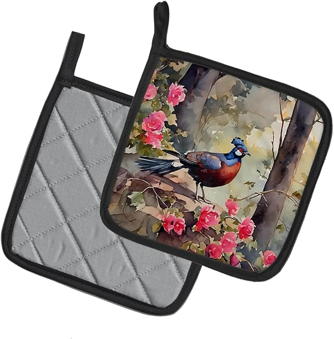 Caroline's Treasures Pheasant Pair of Pot Holders Kitchen Heat Resistant Pot Holders Sets Oven Hot Pads for Cooking Baking BBQ, 7 1/2 x 7 1/2
