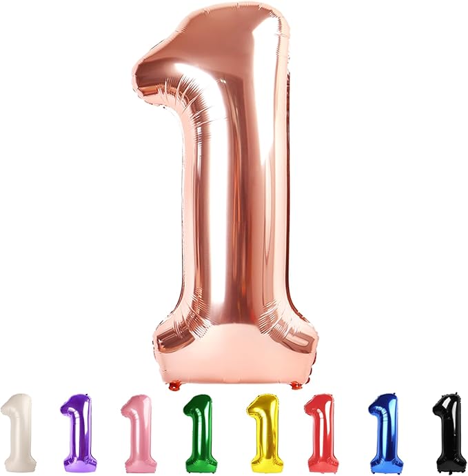 Number Balloons 40 Inch Rose Gold 1, Big One Balloons for 1st Birthday For Girl Boy 11 21 31 Balloons for Wedding, Celebration Party, Graduations