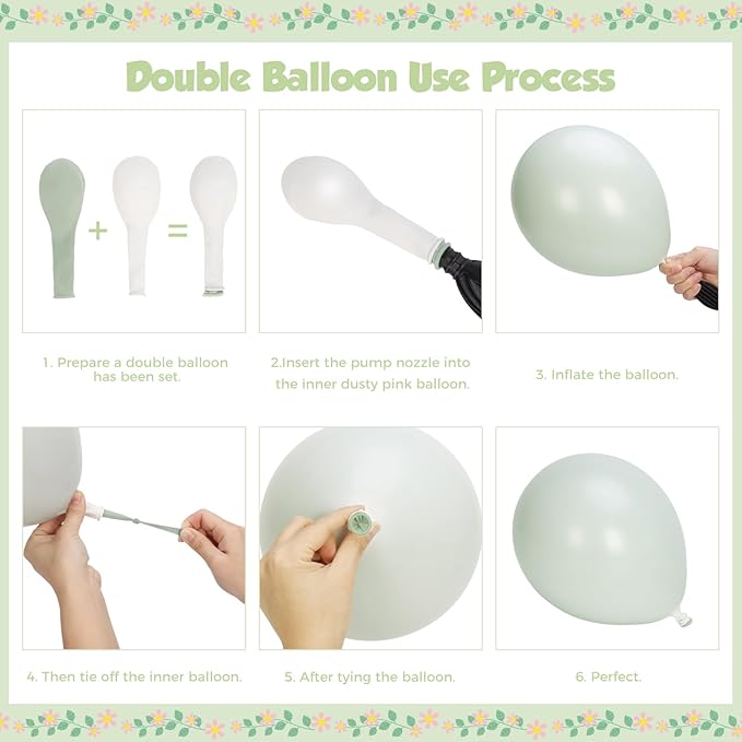 Pastel Balloon Arch Garland Kit 154pcs, Double Stuffed Light Green Sage Green Purple Yellow Macaron Pink Balloons Arch Kit for Wildflower Baby Shower Wedding Birthday Party Decorations