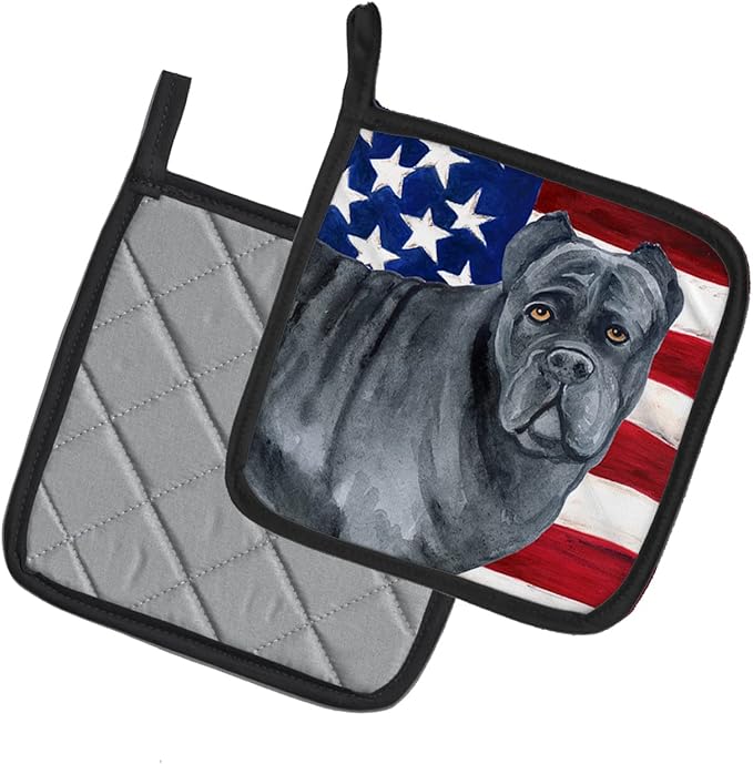 Caroline's Treasures BB9694PTHD Cane Corso Patriotic Pair of Pot Holders Kitchen Heat Resistant Pot Holders Sets Oven Hot Pads for Cooking Baking BBQ, 7 1/2 x 7 1/2