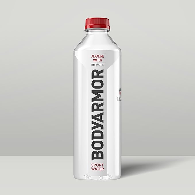 BODYARMOR SportWater Alkaline Water, High Alkaline Bottled Water, pH 9+, 1 Liter (12 Pack), Refreshing Electrolyte Water Pack, Wide Mouth Bottle