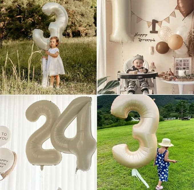3 Balloon Numbers Birthday Decorations, Number Balloons 40 In for Women Men, Cream Birthday Party Decorations Big Balloons for 13 23 31 Wedding, Celebration Party, Graduations