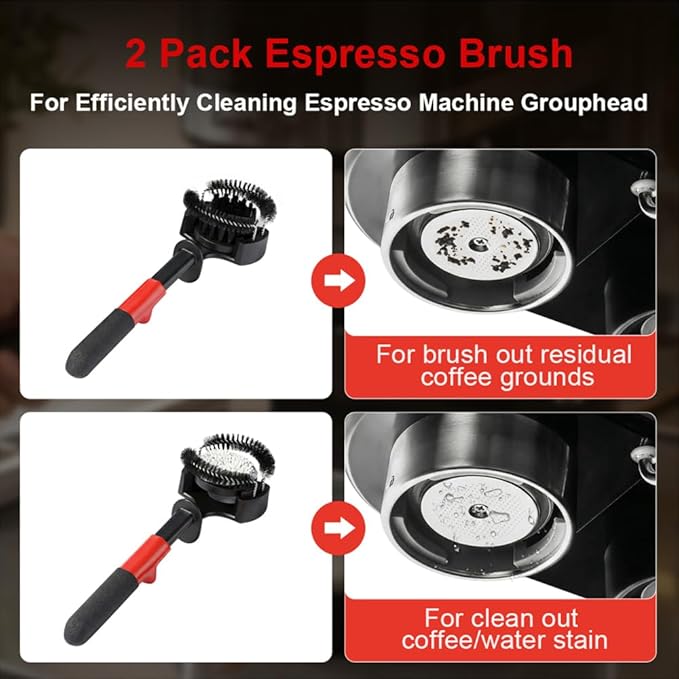 Espresso Machine Grouphead Cleaning Brush - CAFEMASY 2 Pack Coffee Brush Barista Tool Accessories for Cleaning 58mm Espresso Coffee Machine Brewing Grouphead