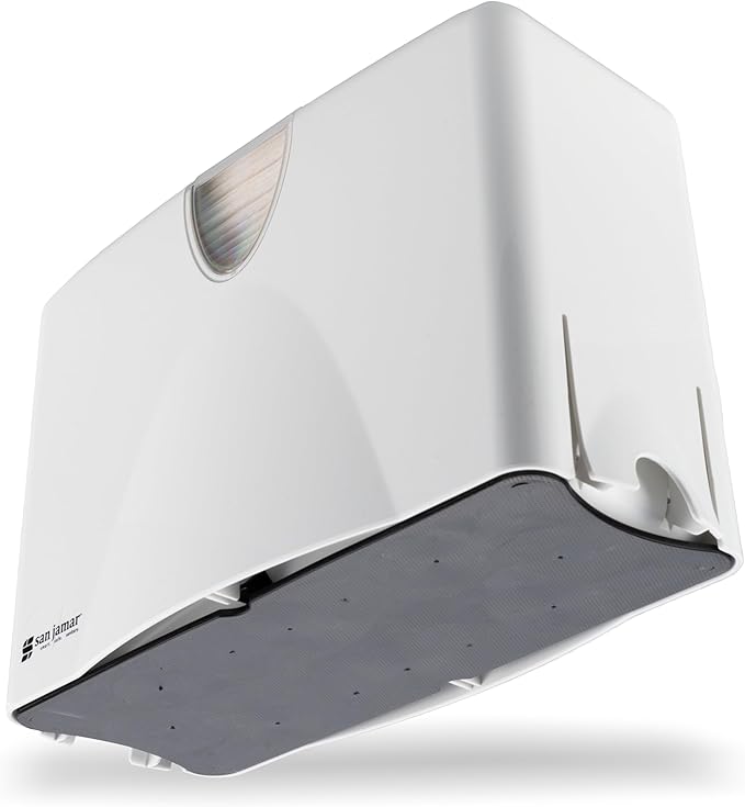 San Jamar Paper Towel Dispenser Countertop Towel Holder, Holds Multifold, C-Fold, Or Singlefold Towels for Bathroom, Restaurants, Cafes, Fast Food, Plastic, 9 X 12.25 X 6 Inches, White