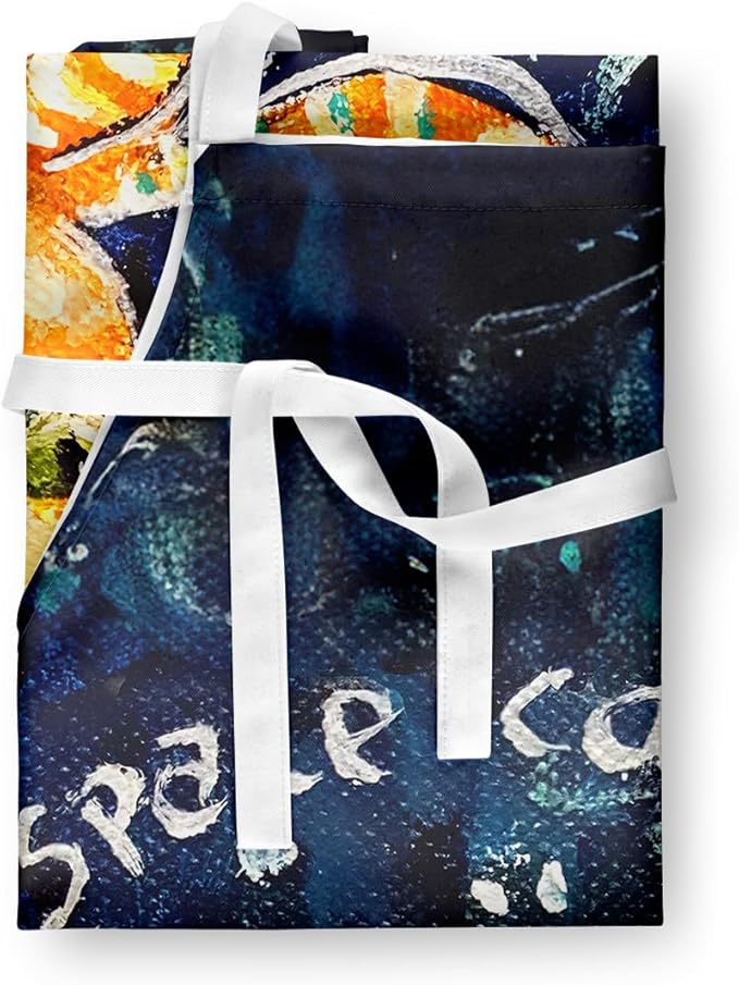 Caroline's Treasures Space Cat Det Cat Apron Cooking Kitchen Server Baking Crafts Gardening for Adult Women Men, Unisex, Large, Multicolor