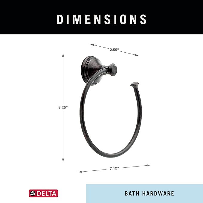 Delta Cassidy (1-Pack) Hand Towel Holder Venetian Bronze Towel Racks for Bathroom Wall Round Towel Ring Holder for Bath Towel Hanger for Kitchen, Bathroom Accessories 79746-RB