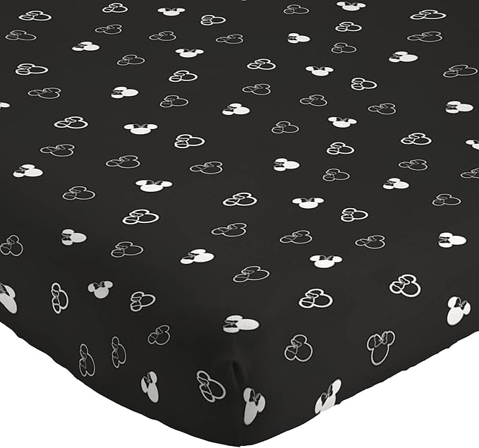 Jay Franco Kids Sheet Set with Fitted, Flat Sheets & Pillow Cover - Ultra-Soft Bedding with Pillowcase for Room Decor, Black - Minnie Mouse, 4 Piece Full