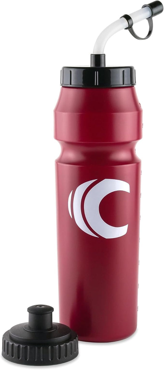 Cannon Sports 1 Liter Sports Water Bottle, BPA-Free, 34 Oz Capacity, Large Mouth, 2 lids (Straw and Squeeze), Great For Helmet Sports Such As Hockey, Lacrosse, Football, Boxing (Burgundy)