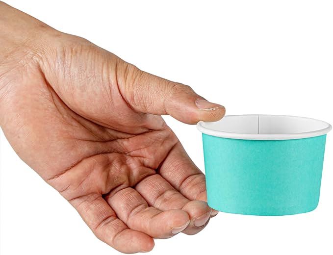 Restaurantware Blue 50 Count To Go Cup Disposable 3 x 3 x 1.8 Inches Paper Mini Cup Grease-Resistant Cup Recyclable Durable Design