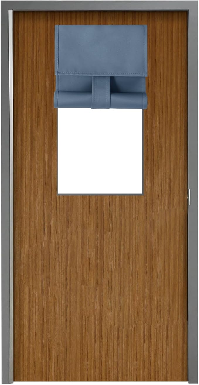 WdFour Classroom Door Window Cover,Blackout Shades for Classroom Windows and Doors，Privacy,Room Darkening Design Blocks Views, Classroom Window Cover Lockdown. 8W x 50L Inches, 1 Panel, Stone Blue.