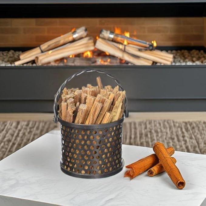 Freestanding Fatwood Caddy Basket Twisted Rope Designed Graphite Lumber Storage Organizer Indoor Firewood Carrier and Wood Container Graphite