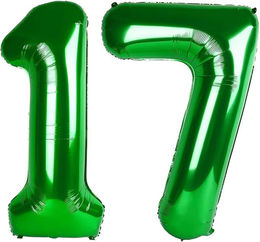 Balloon Numbers 40 Inch, 17 Balloons for Birthday Party, Dark Green Number Balloons for 17 71 Game Competition Wedding Anniversaries Party