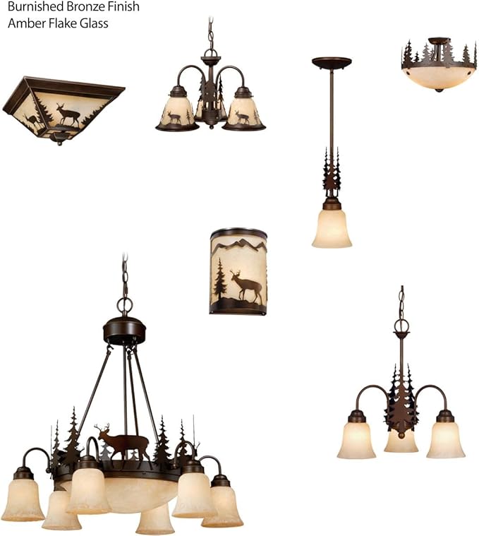 VAXCEL Bryce 3L LED Bronze Rustic Deer Mini Chandelier or Fan Light Kit