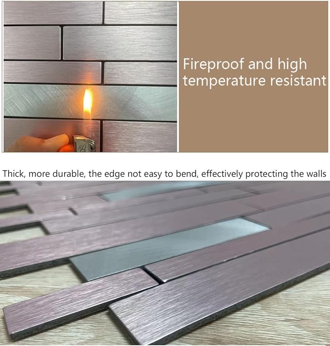 10-Sheet Peel and Stick Backsplash Tile, PVC Mixed Meta,l Stick on Kitchen, Bathroom Vanities, Fireplace Décor, Laundry Table(11.7" X 11.3") (10, Pink)