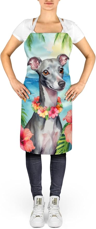 Caroline's Treasures Italian Greyhound Luau Apron Cooking Kitchen Server Baking Crafts Gardening for Adult Women Men, Unisex, Large, Multicolor