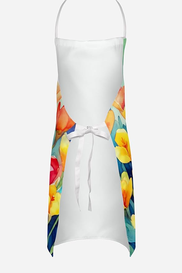 Caroline's Treasures Freesias in Watercolor Apron Cooking Kitchen Server Baking Crafts Gardening for Adult Women Men, Unisex, Large, Multicolor