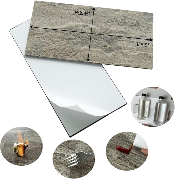 AULIGET 100-Piece Faux Stone Peel and Stick Backsplash Wall Tiles, 3" x 6" Apache Brown Rock PVC Stick on Tile for Backsplash Kitchen, Bathroom, Laundry Room, Camper, Fireplace