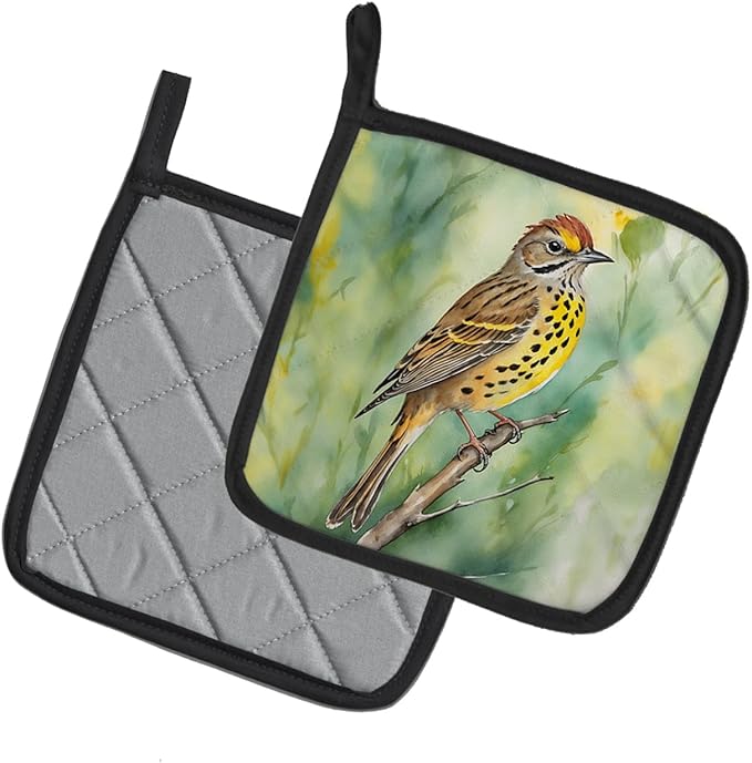 Caroline's Treasures Alabama Yellowhammer Pair of Pot Holders Kitchen Heat Resistant Pot Holders Sets Oven Hot Pads for Cooking Baking BBQ, 7 1/2 x 7 1/2