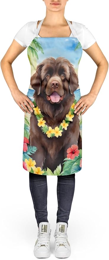Caroline's Treasures Newfoundland Luau Apron Cooking Kitchen Server Baking Crafts Gardening for Adult Women Men, Unisex, Large, Multicolor