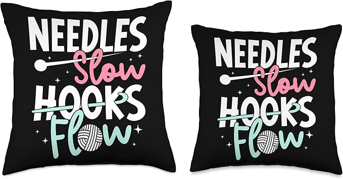 Crochet Hooks Flow Crocheter Throw Pillow