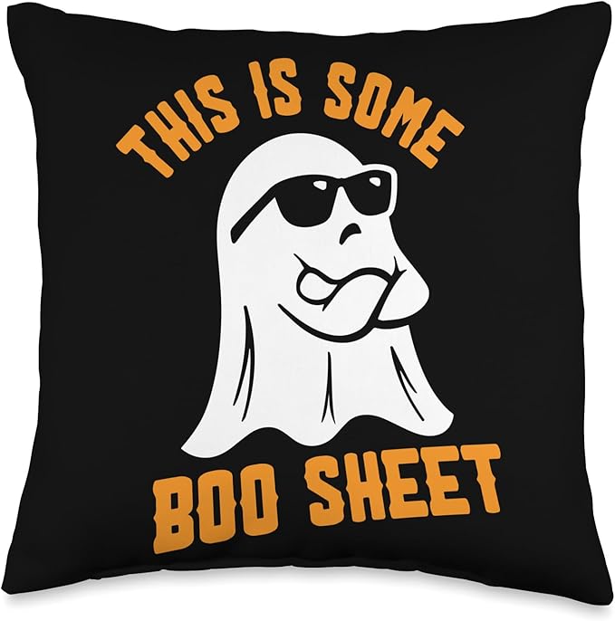 Peace Love This Is Some Boo Sheet This Is Some Boo Sheet Funny Halloween Cool Ghost Throw Pillow, 16x16, Multicolor