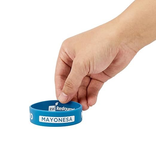 Restaurantware Silicone Squeeze Bottle Band 10 Count 2.75 Inch Dishwasher Safe Condiment Identification Band, Mayo Blue Non-Slip Label Band for Condiment Labeling at Restaurants, Food Trucks