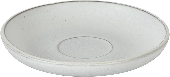 Gibson Elite William Crest 8 Piece Cup & Saucer Set, 4 Stoneware Cups & 4 Saucers, Reactive Glaze Finish, 3.5oz Espresso Cups, 5.5” Saucers, Round Coffee Set, Microwave & Dishwasher Safe - Ash White