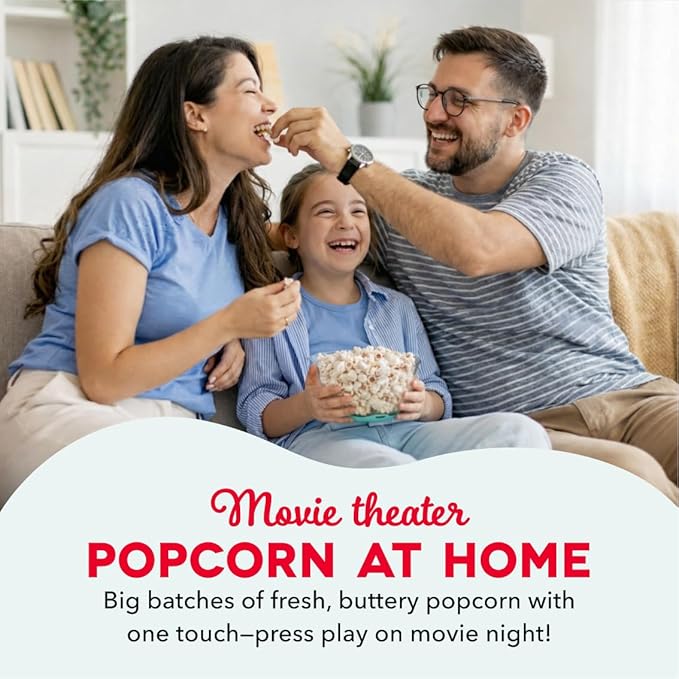 Dash SmartStore Stirring Popcorn Maker - Hot Oil Electric Popcorn Popper with Butter-Warming Tray, Clear Serving Bowl & Measuring Cup - 12 Cups, Red