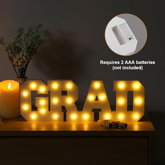 2026 Graduation Decorations- Light Up Letters "GRAD 2026" Class of 2026 Graduation Party Decorations Sign-Ornaments for Class of 2026 Preschool High School College Table Centerpieces Decor Party Supplies