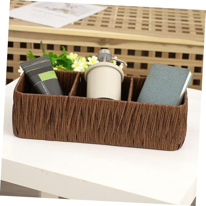 Capacity Woven Organizing Basket Woven Box for Desktop Decorative Storage
