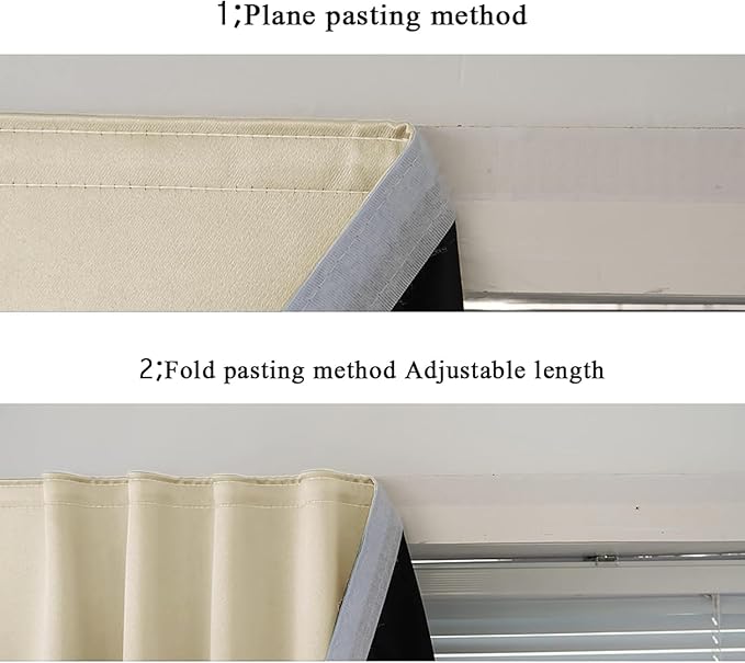 AJAZZ 100% Blackout Self Adhesive Curtains Small Window Short Temporary Blackout Curtains Easy to Install Used for Bedroom Kitchen Window Cover (Beige, 35" W x 59" L) 1 Panel