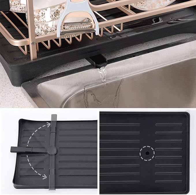 Aluminum Alloy Dish Rack Kitchen Storage Box Drain Rack Drying Board Shelf Sink Knife and Fork Box Made Very Suitable for Home Kitchen.
