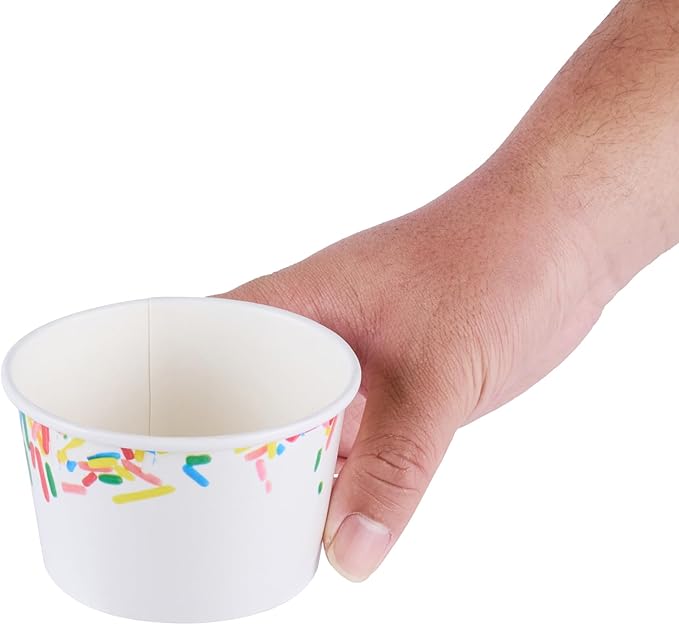 Restaurantware Ice Cream Cups 50 Pack of 8 oz Leak-Resistant Disposable Dessert Bowl Frozen Yogurt Cup Round Paper Container For Cold And Hot Desserts