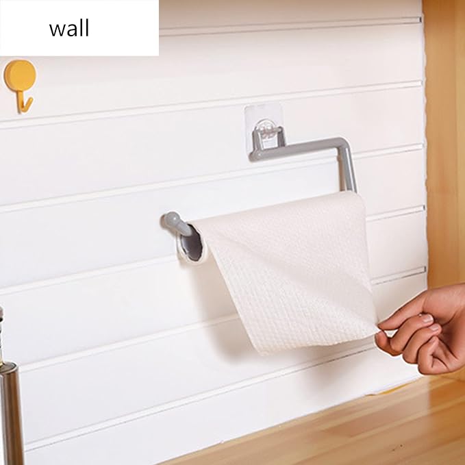 Paper Towel Holder Toilet Dispenser Multi-Purpose Hanger for Towels Bathrobes Wrap Punch-Free Towel Rack Wall Mounted Bathroom Kitchen Freestanding