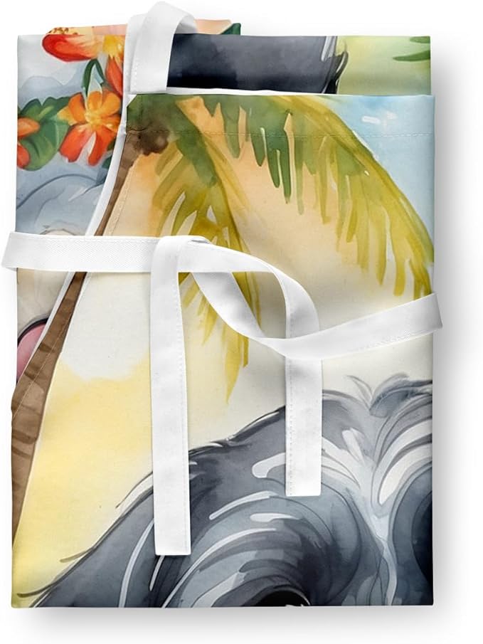 Caroline's Treasures Havanese Luau Apron Cooking Kitchen Server Baking Crafts Gardening for Adult Women Men, Unisex, Large, Multicolor