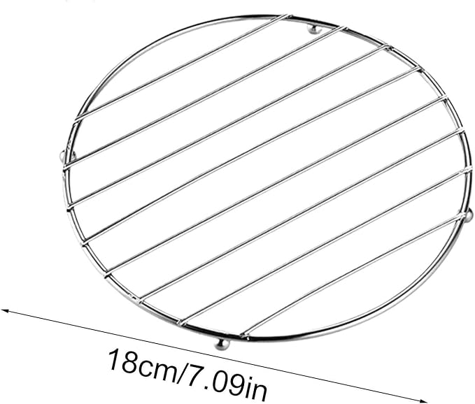 Stainless Steel Trivet, Heat Resistant Pad, Square Round Mat with Firm Build, Kitchen Fixture with Solid Design, 7.28x7.28x0.59 inches Cooking Supply, Longtail Accessory for Baking Dining Table