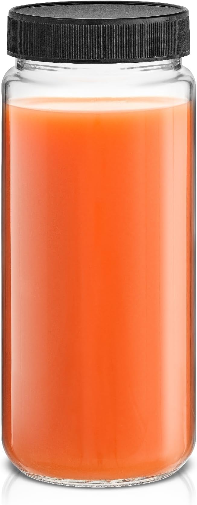 JoyJolt Glass Juice Bottles, 16 oz Glass Bottles with Caps. Set of 8 Juice Containers with Lids for Fridge, and Labels for Juice Jars. Glasses for Juice, Cold Brew Bottles, Smoothie Jars