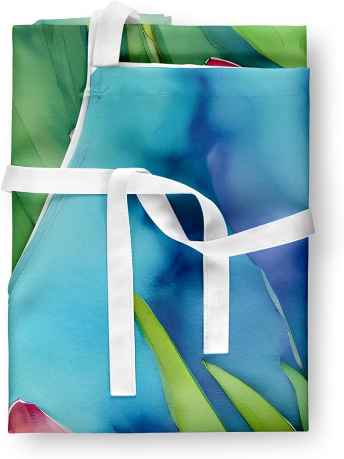 Caroline's Treasures Orchids in Watercolor Apron Cooking Kitchen Server Baking Crafts Gardening for Adult Women Men, Unisex, Large, Multicolor